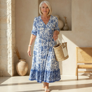 Danna Elegant Floral Dress with V Neck