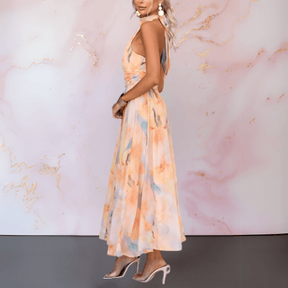 Micah Halterneck Watercolour Print Dress
