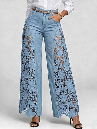 Michaela Embroidered Wide Leg Jeans