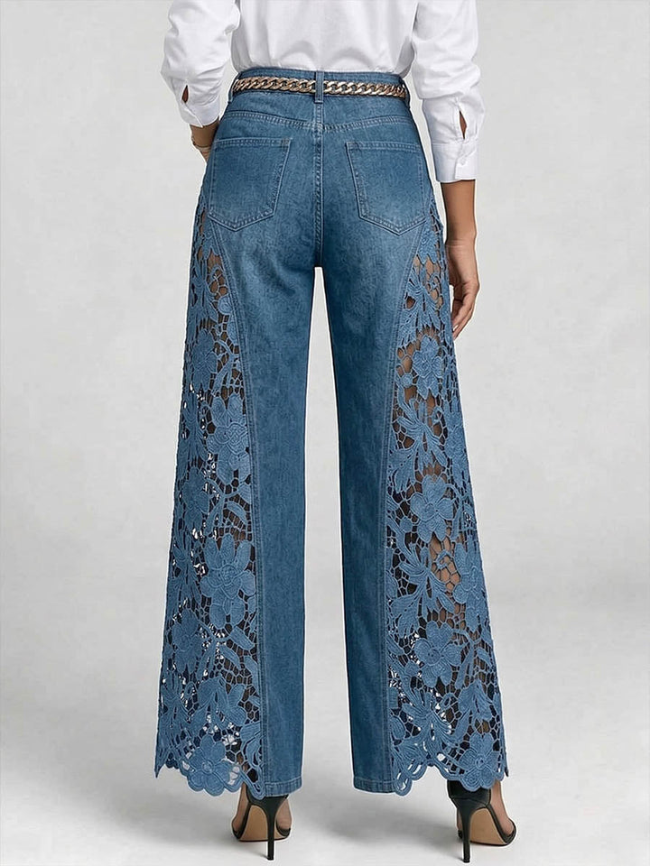 Michaela Embroidered Wide Leg Jeans