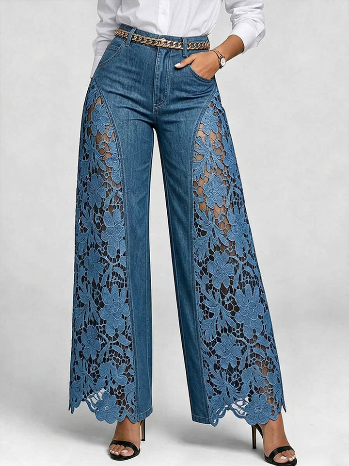 Michaela Embroidered Wide Leg Jeans
