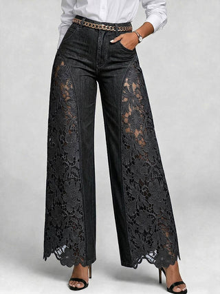 Michaela Embroidered Wide Leg Jeans