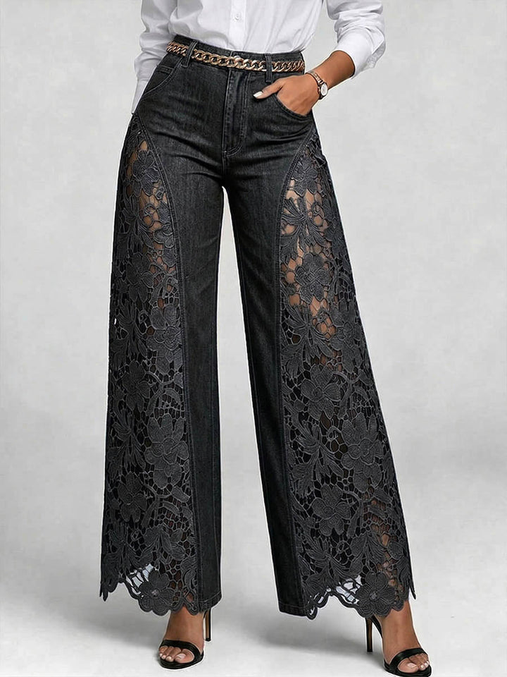 Michaela Embroidered Wide Leg Jeans