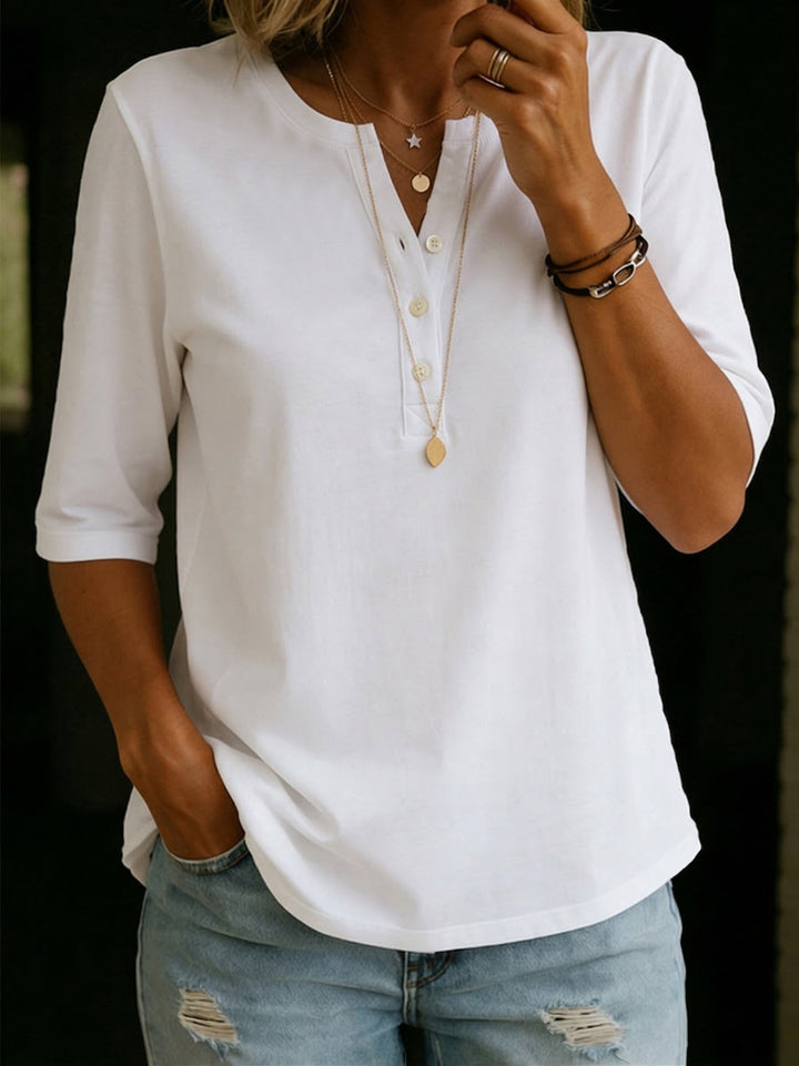 Daisy Cotton Henley Everyday T-Shirt