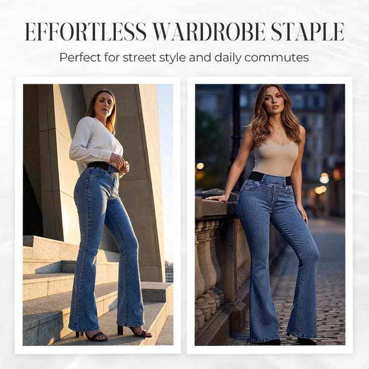 Alexandra High Waisted Flare Stretch Denim Pants