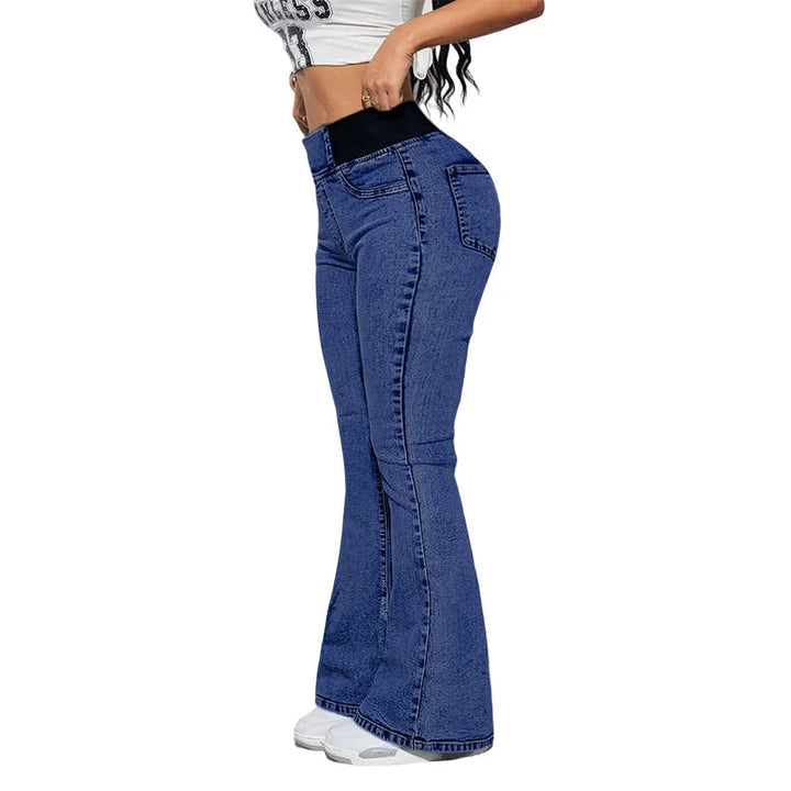 Alexandra High Waisted Flare Stretch Denim Pants