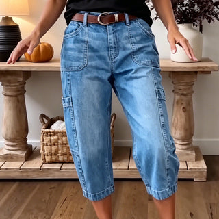 Keisha Cropped Stretch Cargo Jeans